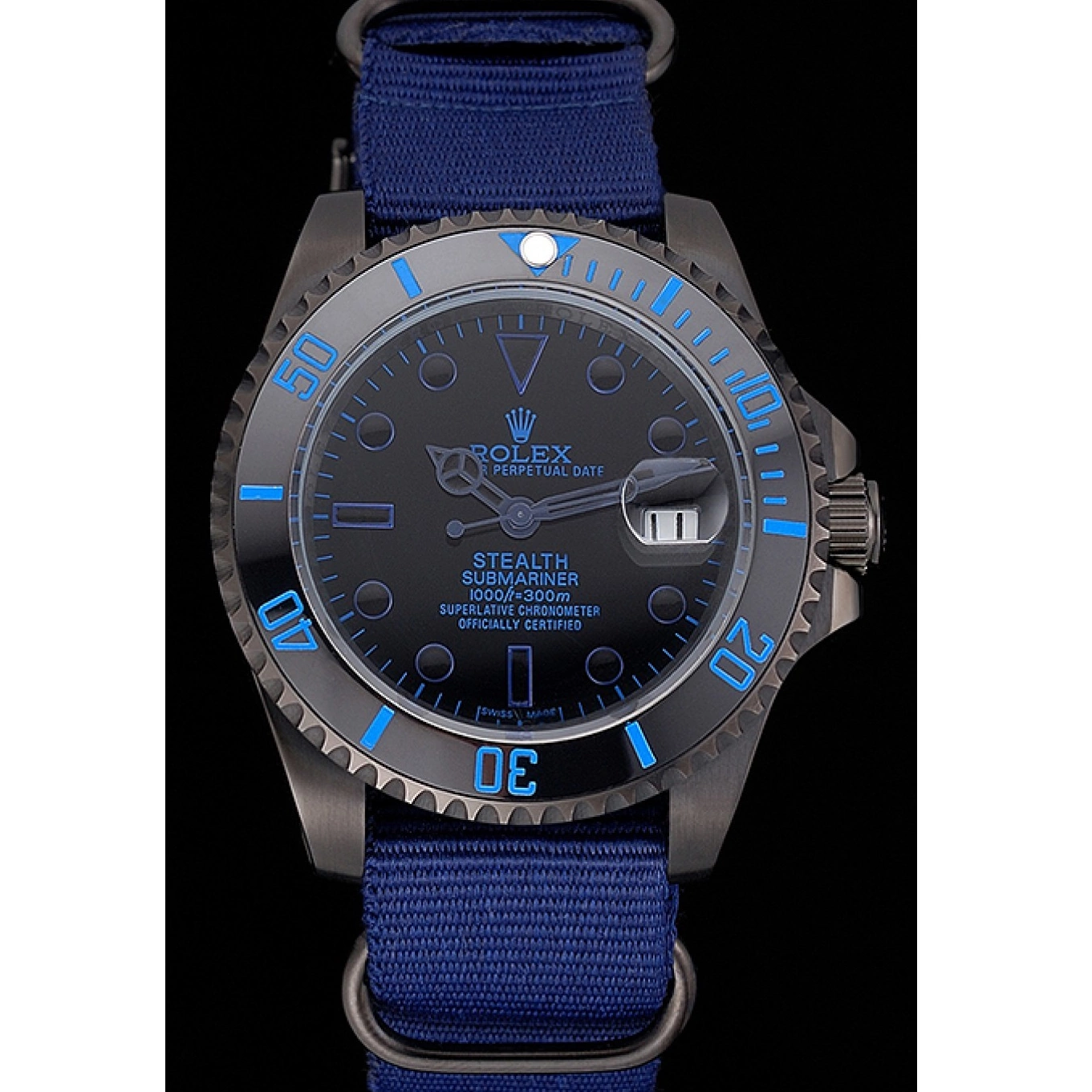 AAA replica watch Strap Nylon Rolex Submariner Stealth 622008 Blue 0713